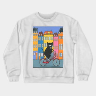 Tuxedo Cat Copenhagen Bicycle Ride Crewneck Sweatshirt